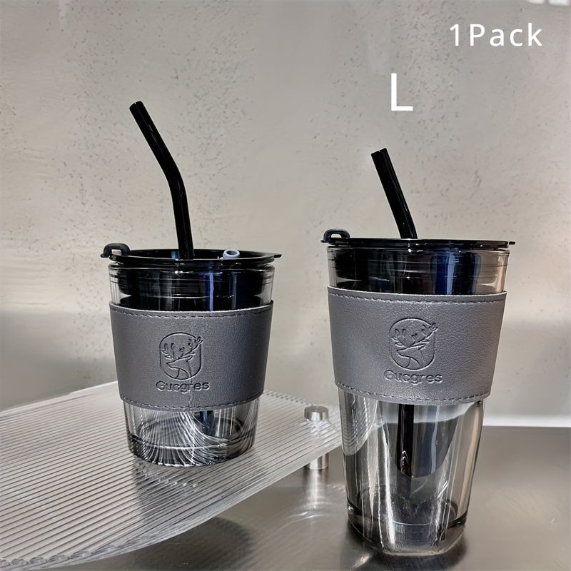 In Style Glass Cup with High Capacity and Straw