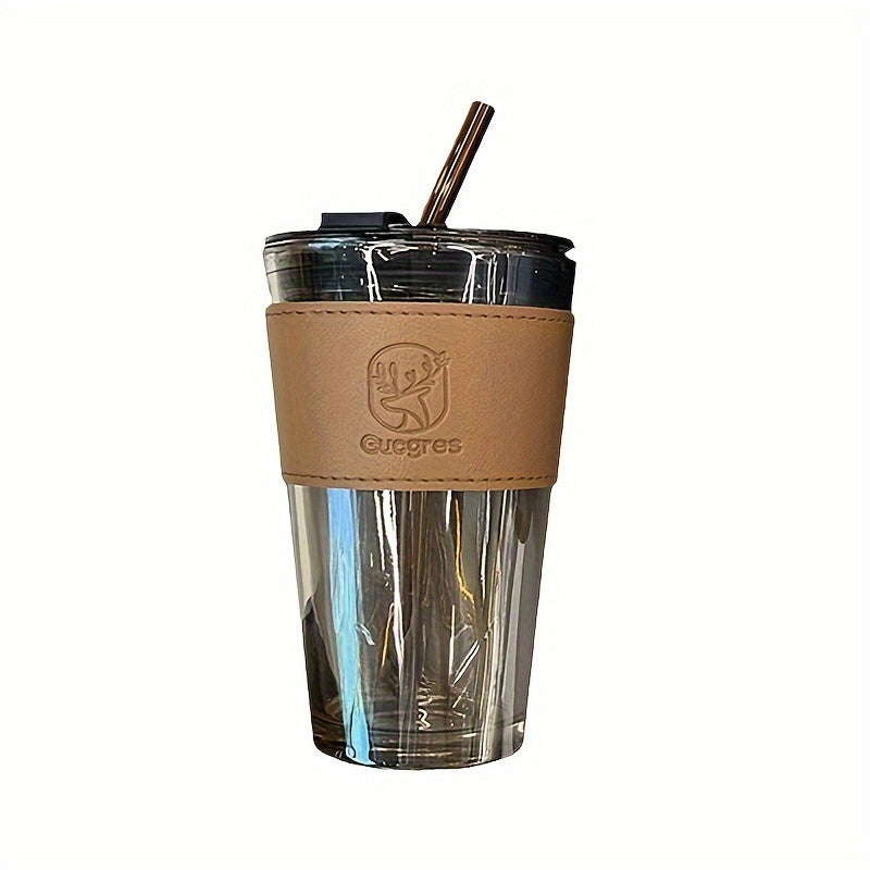 In Style Glass Cup with High Capacity and Straw