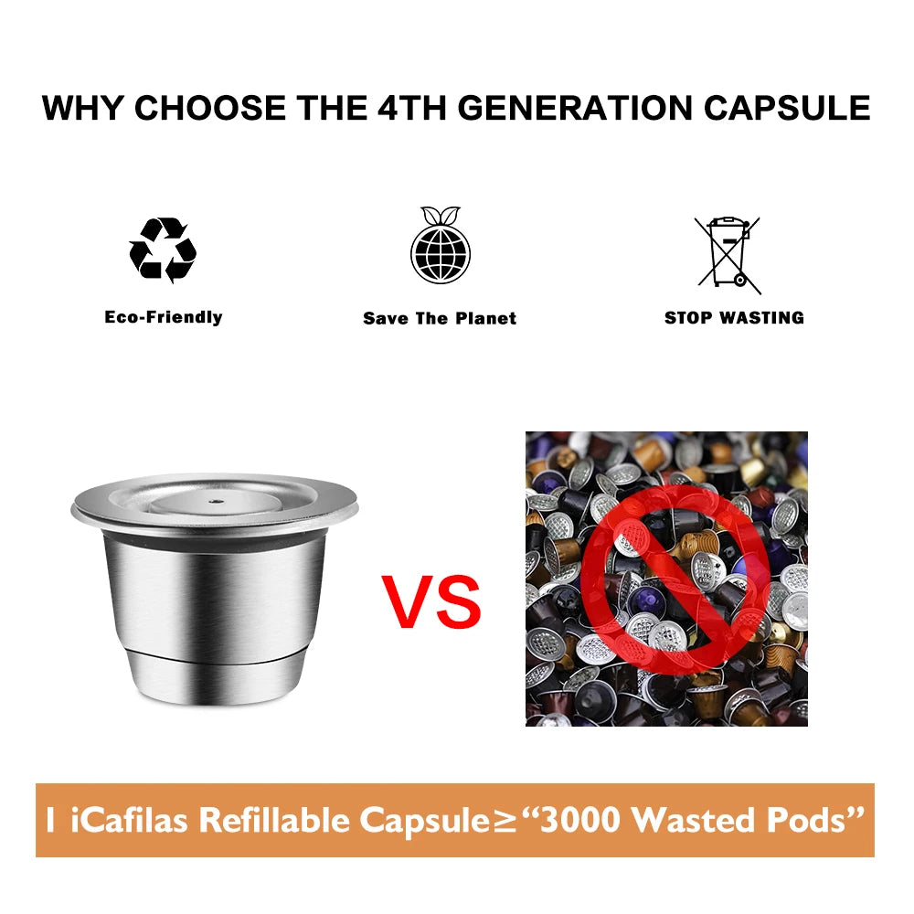 Coffee capsule reusable pods for Nespresso, stainless steel