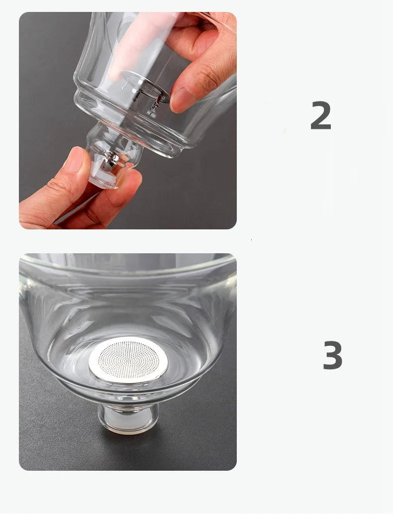 Glass Automatic Tea Set Accessories Lid Cup Steel Ball Filter Tea Bowl