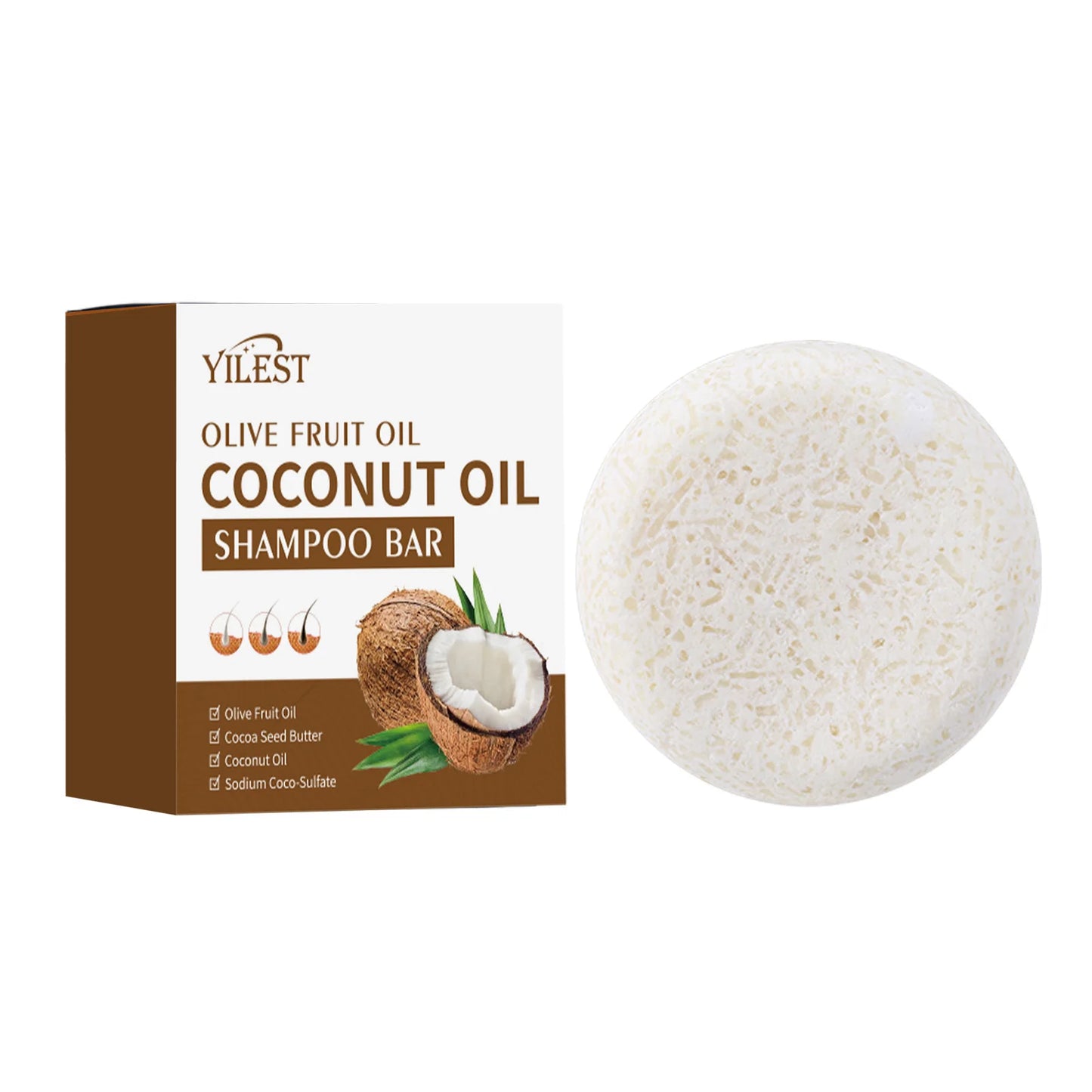 Coconut & Olive Shampoo Soap Bar for Silky Hair Deep Cleansing