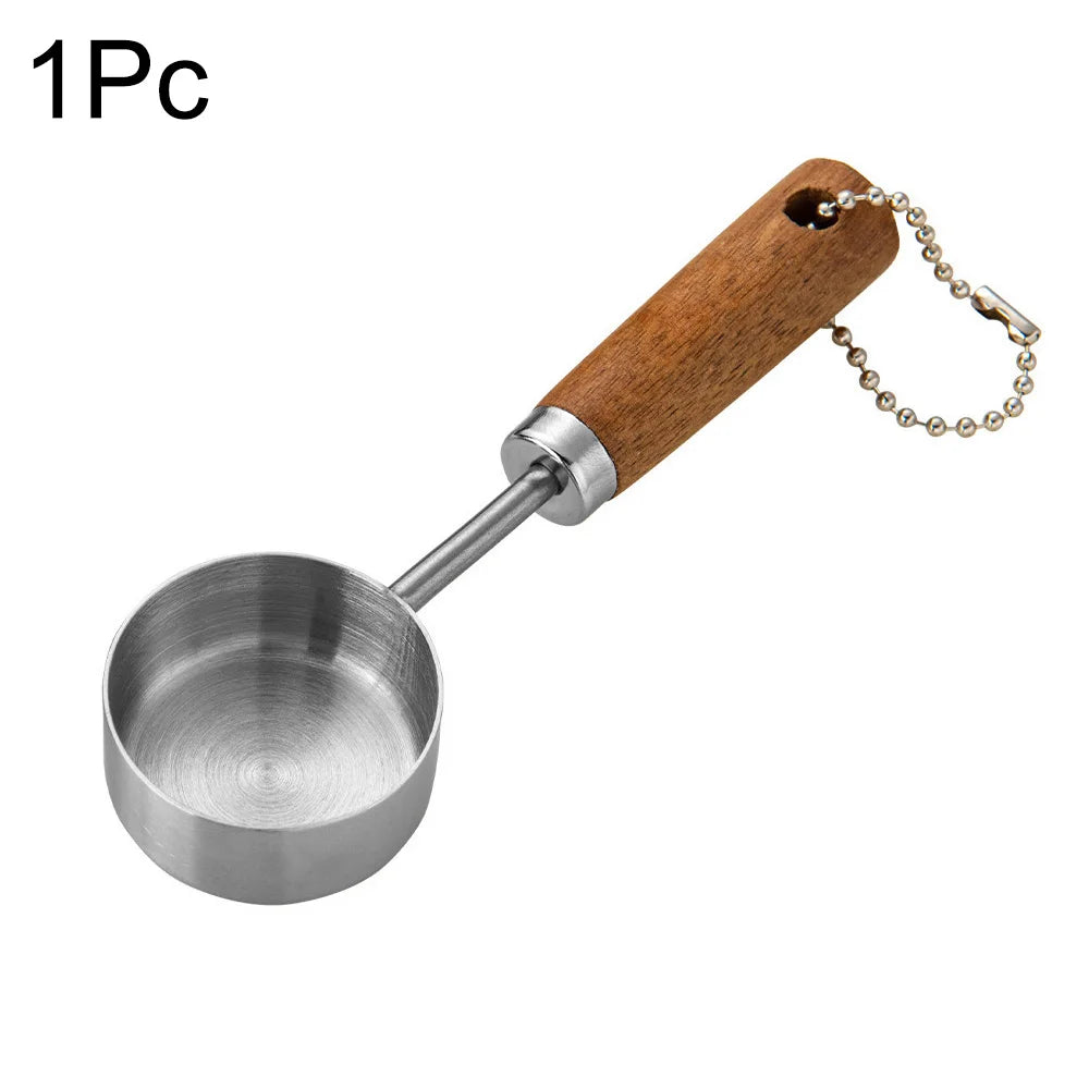 Gold Wooden Handle Stainless Steel Measuring Cups