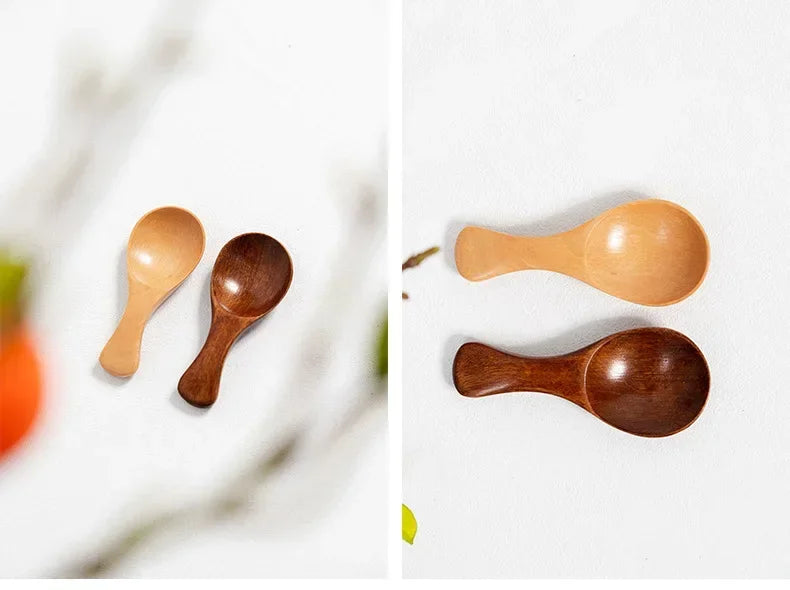 Small Natural Wooden Spoons, Short Handle, Honey, Coffee, Spice, Salt