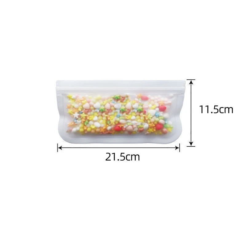 Silicone Food Storage Containers, Reusable Stand Up Zip Shut Bag