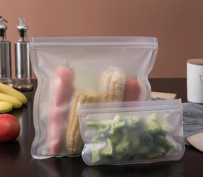 Silicone Food Storage Containers, Reusable Stand Up Zip Shut Bag