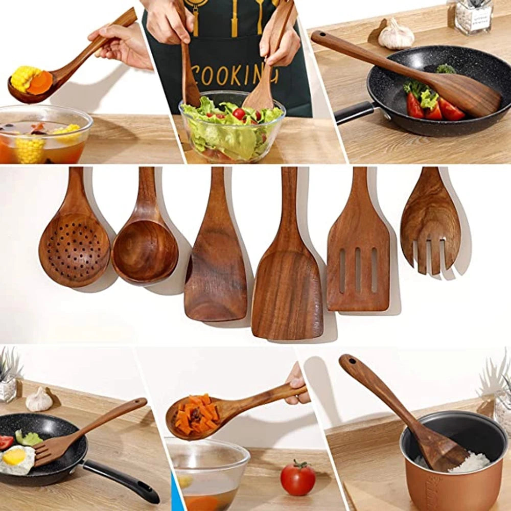 Wooden Cooking Spoons, Non-Stick Wooden Cooking Utensils
