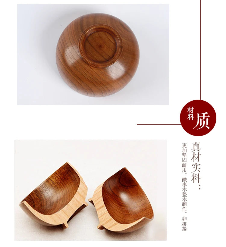 Wooden Bowls, Wood Salad Bowls Retro Household Tableware