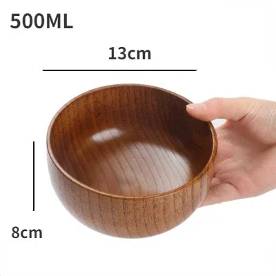 Wooden Bowls, Wood Salad Bowls Retro Household Tableware