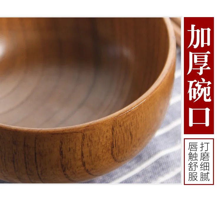 Wooden Bowls, Wood Salad Bowls Retro Household Tableware