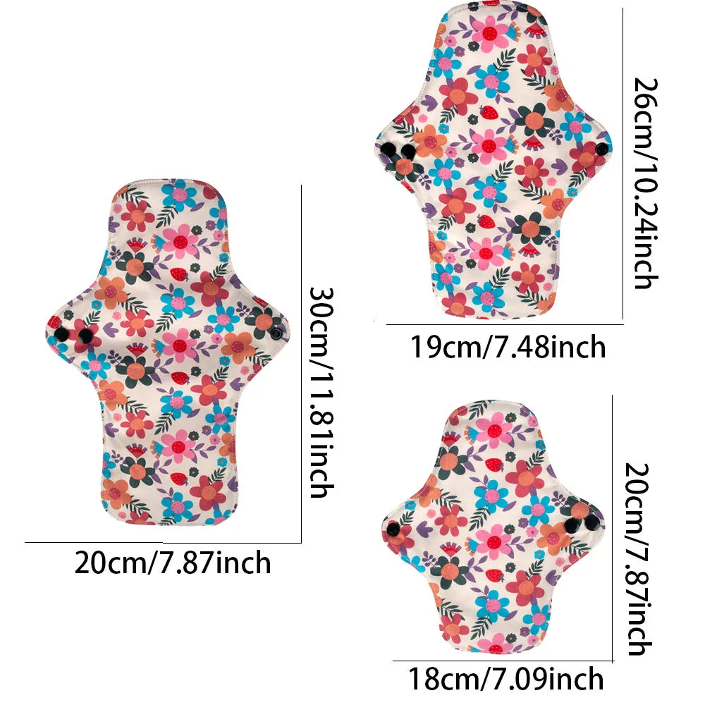 3PCS Washable,Reusable Cotton Menstrual Pads