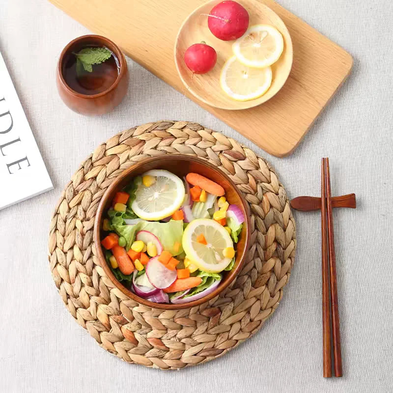 Wooden Bowls, Wood Salad Bowls Retro Household Tableware