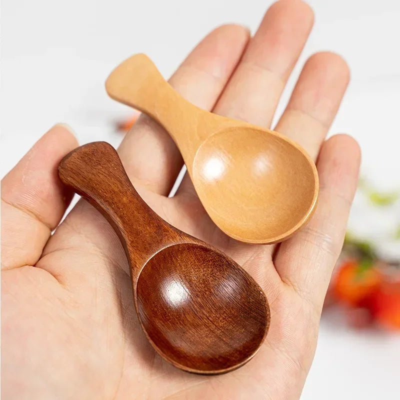 Small Natural Wooden Spoons, Short Handle, Honey, Coffee, Spice, Salt