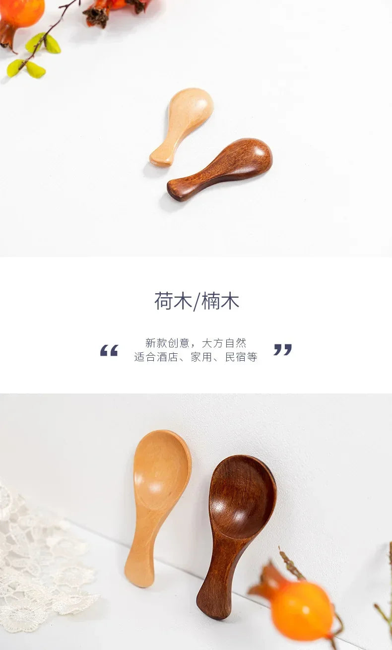 Small Natural Wooden Spoons, Short Handle, Honey, Coffee, Spice, Salt