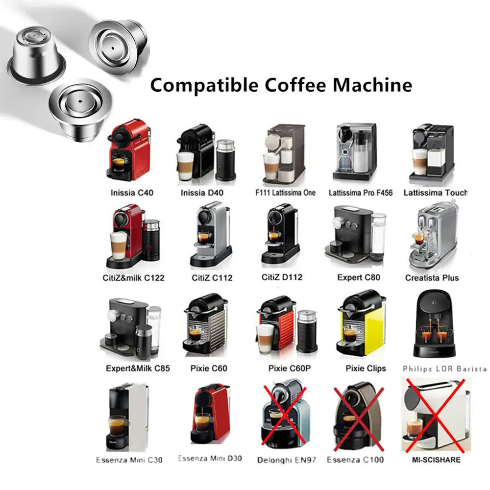 Coffee capsule reusable pods for Nespresso, stainless steel