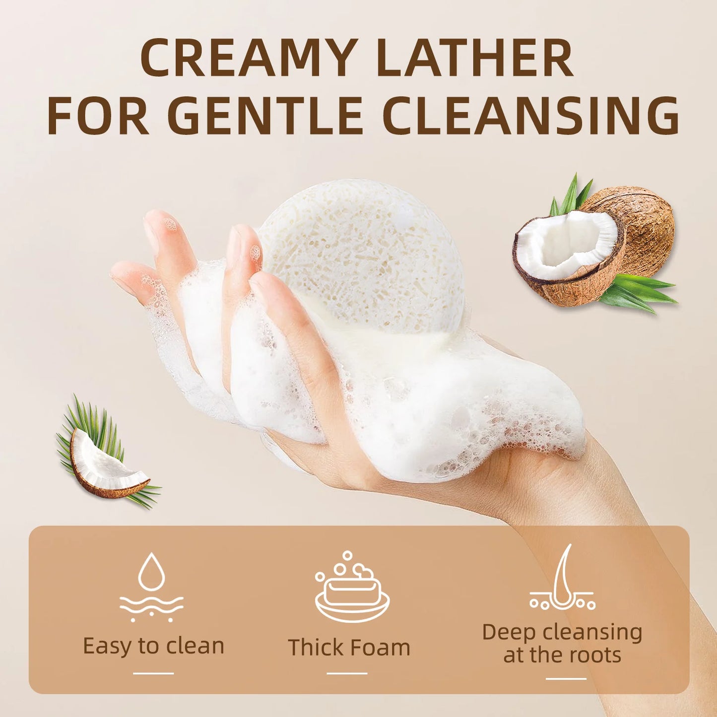 Coconut & Olive Shampoo Soap Bar for Silky Hair Deep Cleansing