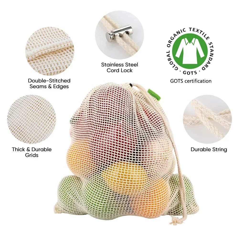Biodegradable fruit mesh bag, Reusable eco-friendly