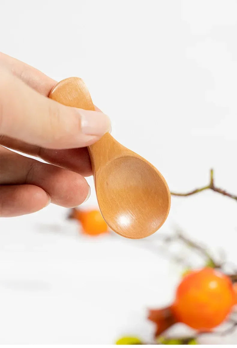 Small Natural Wooden Spoons, Short Handle, Honey, Coffee, Spice, Salt