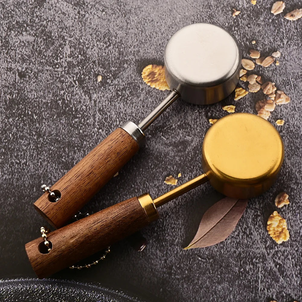 Gold Wooden Handle Stainless Steel Measuring Cups