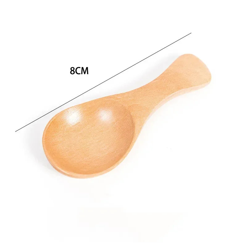 Small Natural Wooden Spoons, Short Handle, Honey, Coffee, Spice, Salt