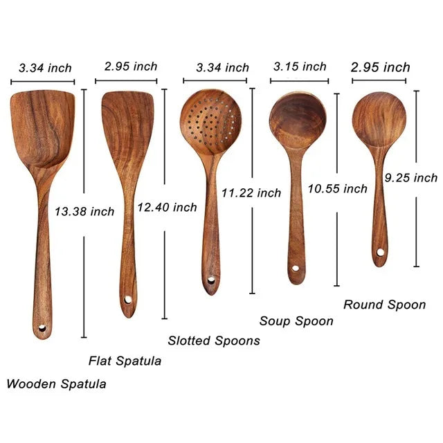 Wooden Cooking Spoons, Non-Stick Wooden Cooking Utensils
