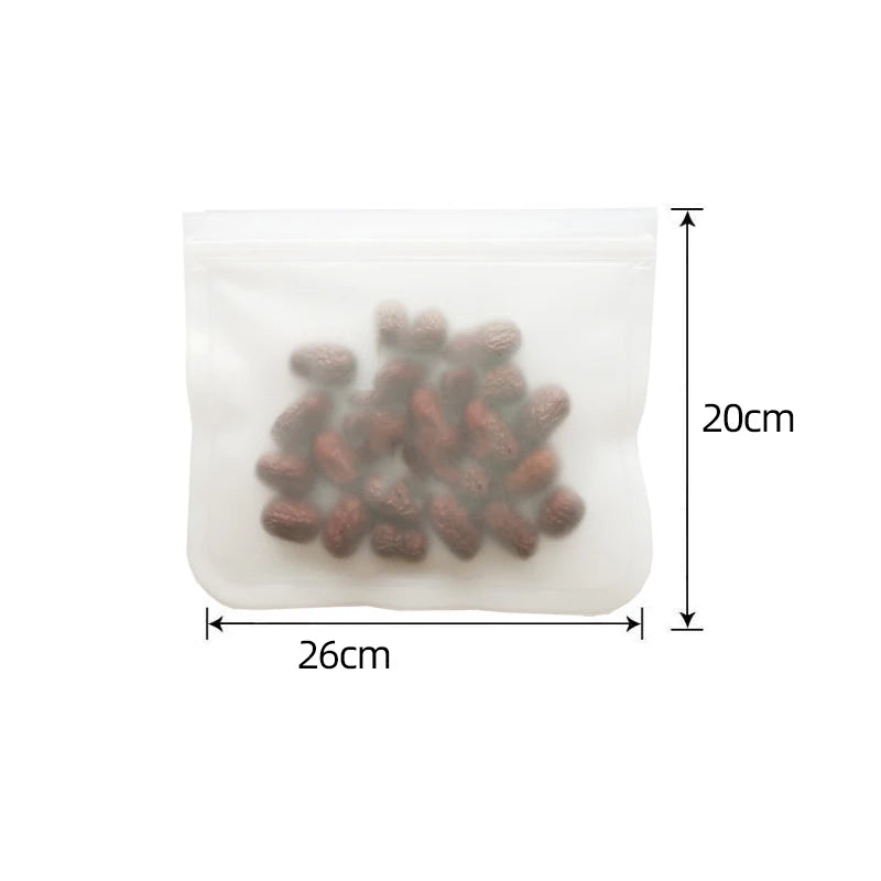 Silicone Food Storage Containers, Reusable Stand Up Zip Shut Bag