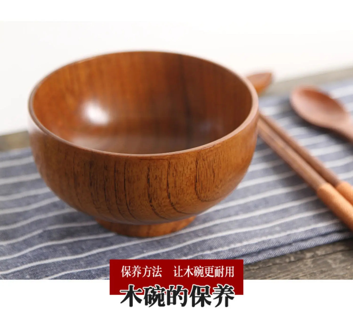 Wooden Bowls, Wood Salad Bowls Retro Household Tableware