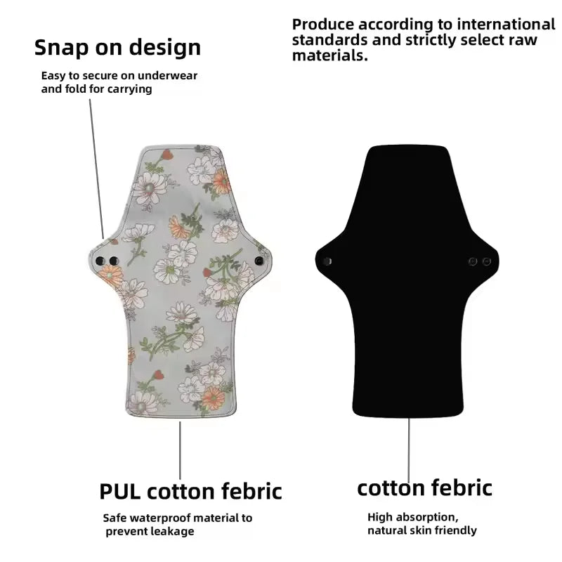 3PCS Washable,Reusable Cotton Menstrual Pads