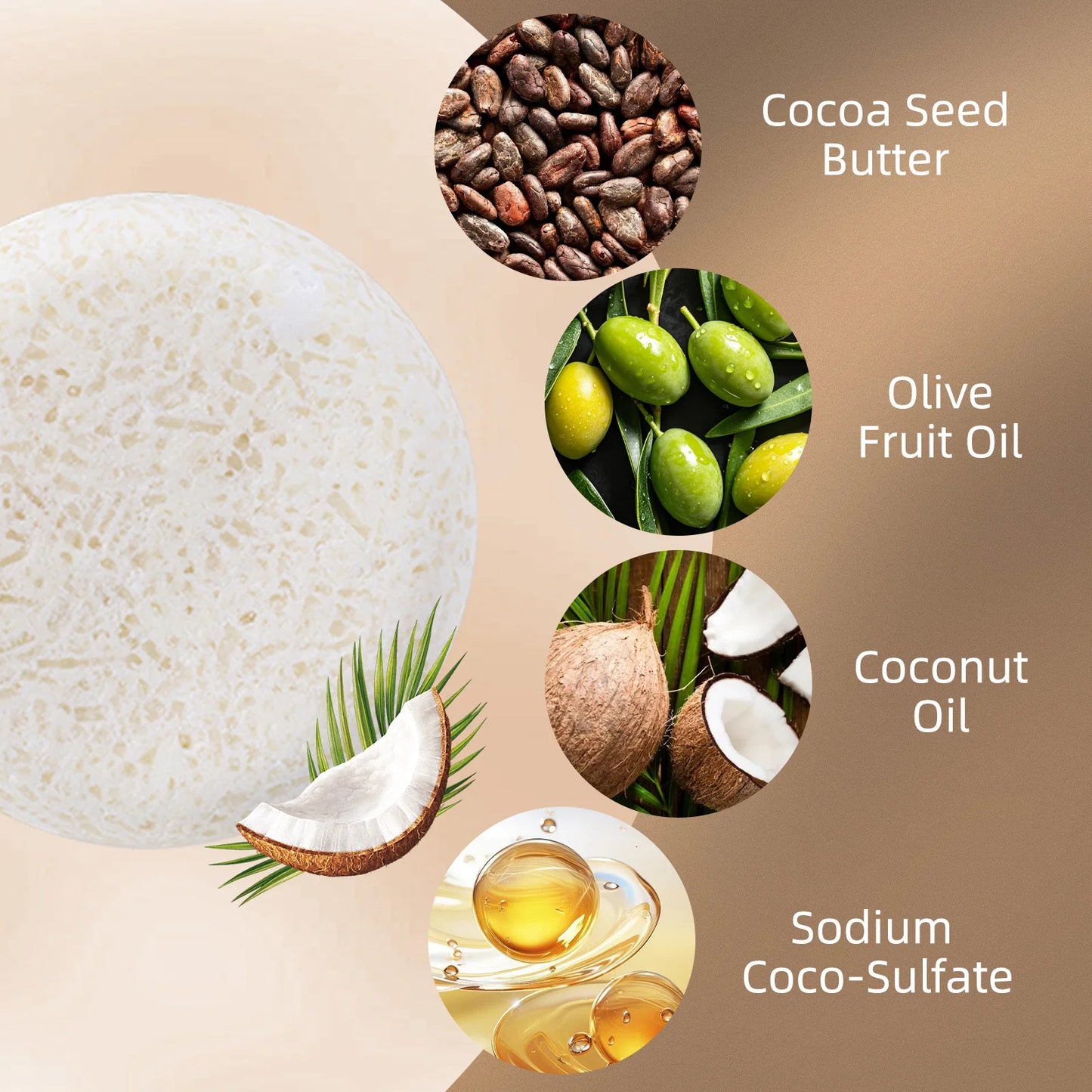 Coconut & Olive Shampoo Soap Bar for Silky Hair Deep Cleansing