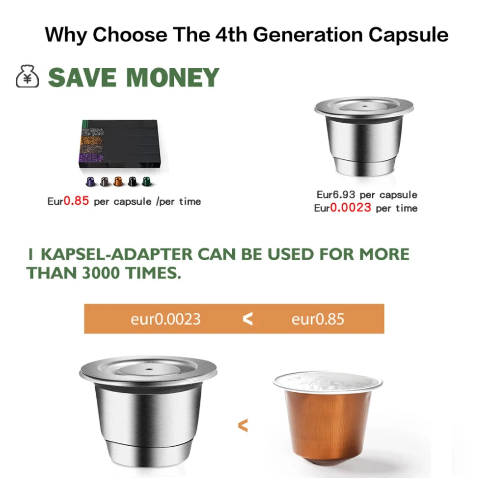 Coffee capsule reusable pods for Nespresso, stainless steel