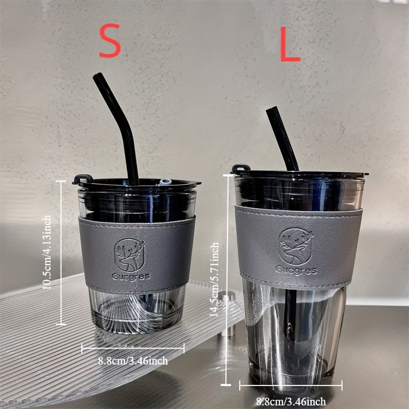 In Style Glass Cup with High Capacity and Straw