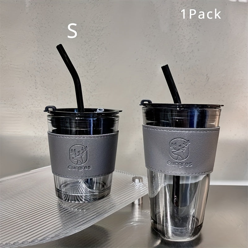 In Style Glass Cup with High Capacity and Straw