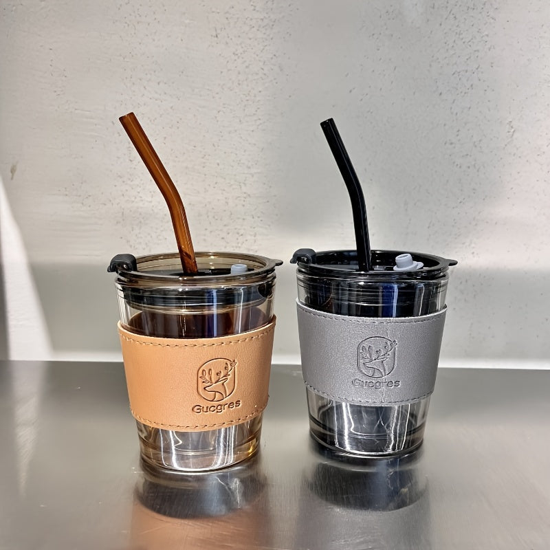 In Style Glass Cup with High Capacity and Straw
