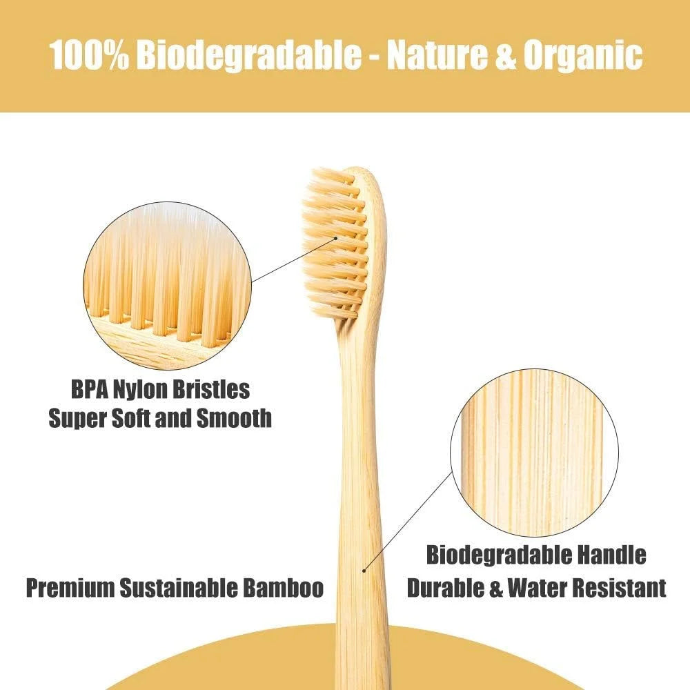 Bamboo Natural Wooden Toothbrushes Children