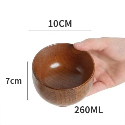 Wooden Bowls, Wood Salad Bowls Retro Household Tableware