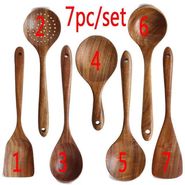 Wooden Cooking Spoons, Non-Stick Wooden Cooking Utensils