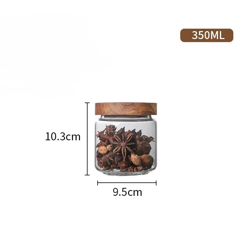 Wood Lid Orgnizer, Kitchen Storage Bottles, Sealed Food Container