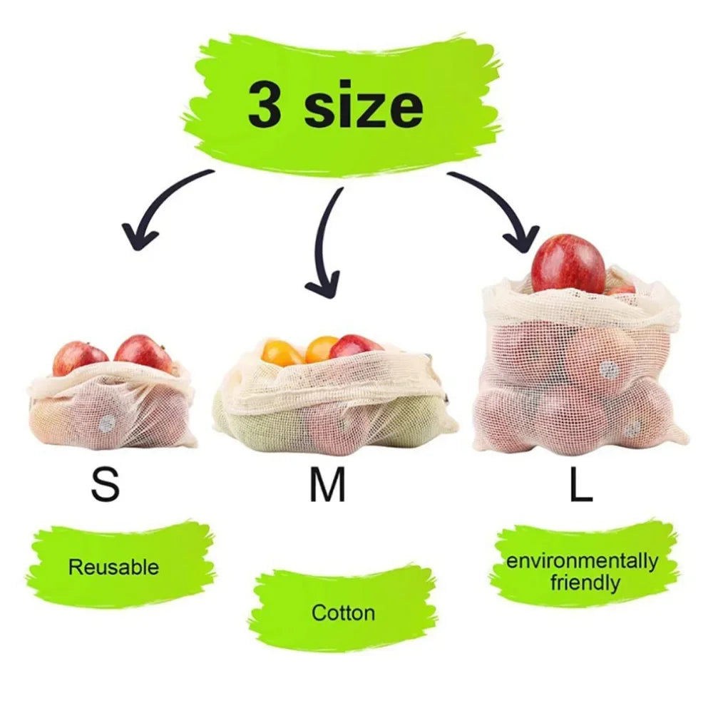 Biodegradable fruit mesh bag, Reusable eco-friendly