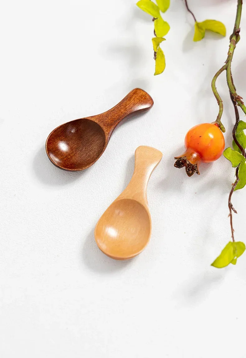 Small Natural Wooden Spoons, Short Handle, Honey, Coffee, Spice, Salt
