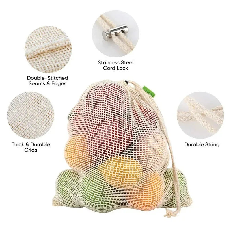 Biodegradable fruit mesh bag, Reusable eco-friendly