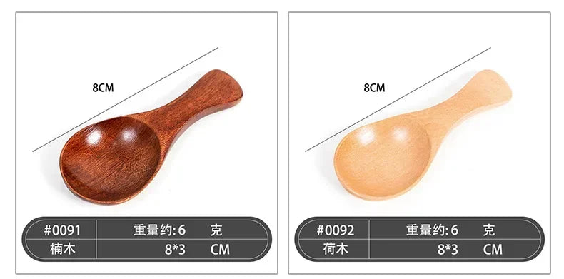 Small Natural Wooden Spoons, Short Handle, Honey, Coffee, Spice, Salt