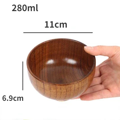 Wooden Bowls, Wood Salad Bowls Retro Household Tableware