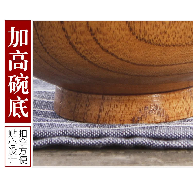 Wooden Bowls, Wood Salad Bowls Retro Household Tableware