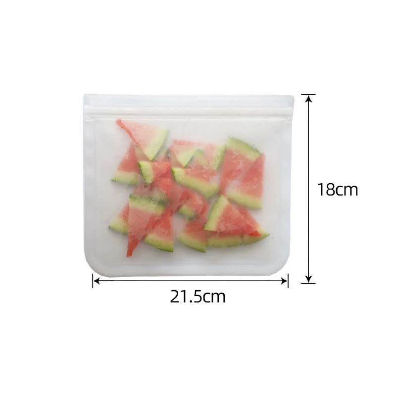 Silicone Food Storage Containers, Reusable Stand Up Zip Shut Bag