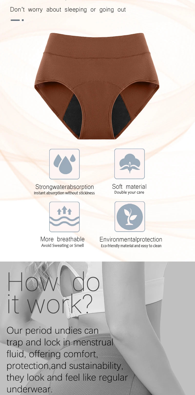 3Layers Leak Proof Menstrual Women Period Panties