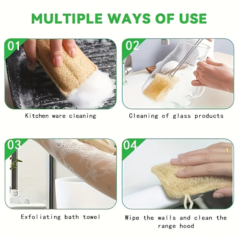 6pcs Natural Loofah Exfoliating Sponges - for Shower & Bath