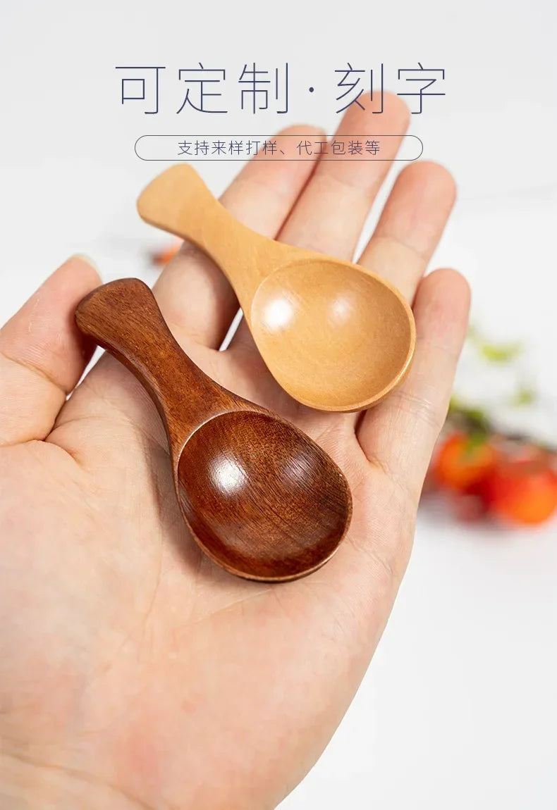 Small Natural Wooden Spoons, Short Handle, Honey, Coffee, Spice, Salt