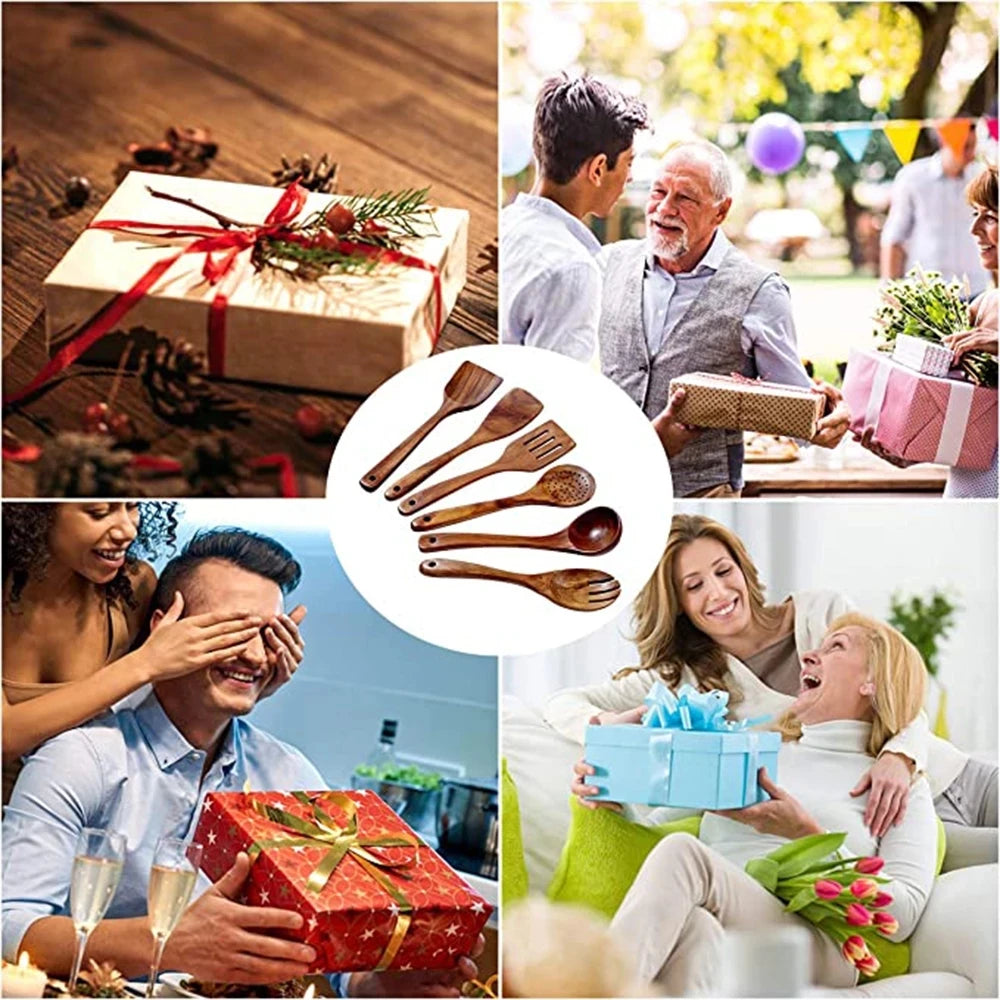 Wooden Cooking Spoons, Non-Stick Wooden Cooking Utensils