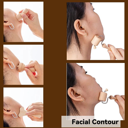 Wooden Massager for Face Wrinkle, Remover, Roller, Facial Skin Scraping