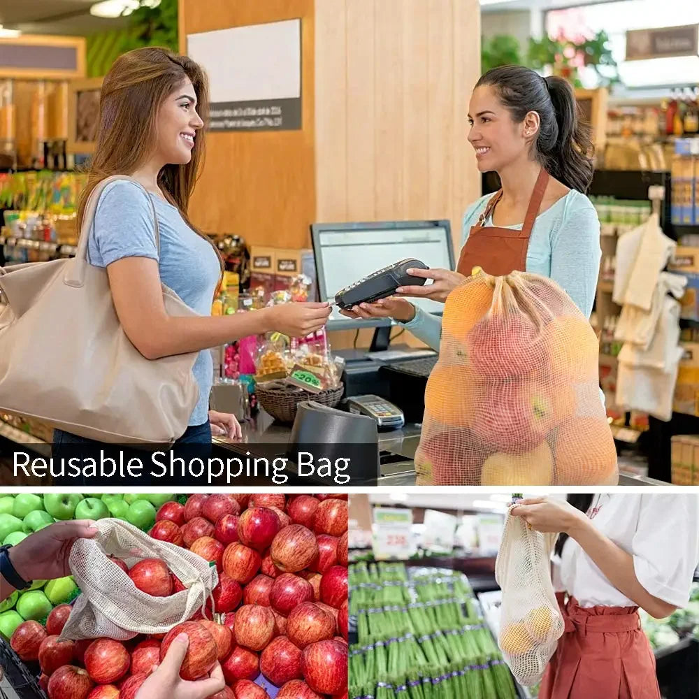 Biodegradable fruit mesh bag, Reusable eco-friendly