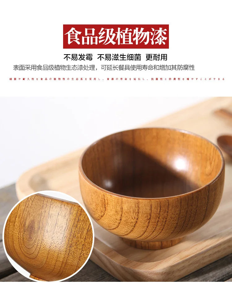 Wooden Bowls, Wood Salad Bowls Retro Household Tableware